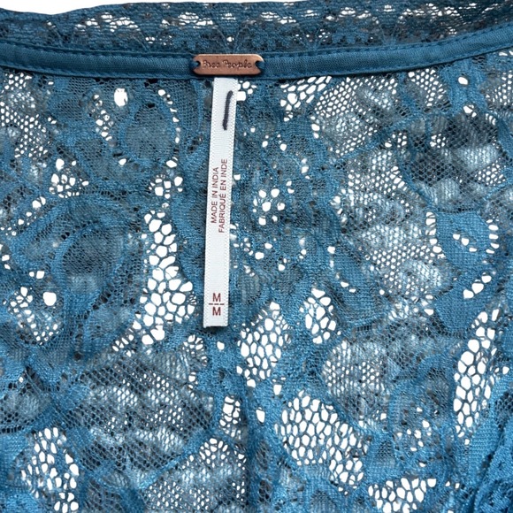 NWOT Free People Reversible Lace Mini Dress Blue Bell Sleeve Medium - Picture 7 of 8